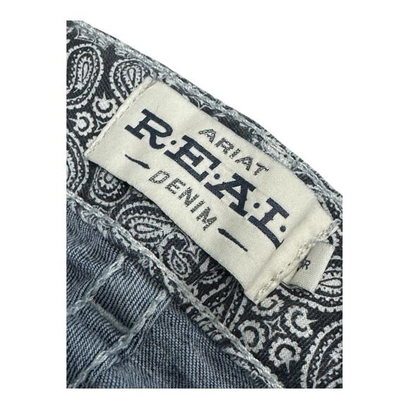 Ariat Real Denim Mid Rise Boot Jeans Women's 34R Blue Western Light Distressed - Picture 4 of 8